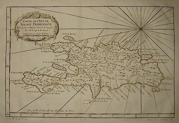 Bellin Jacques-Nicolas (1703-1772) Carte de l'Isle de Saint Domingue... 1750 ca. Parigi
